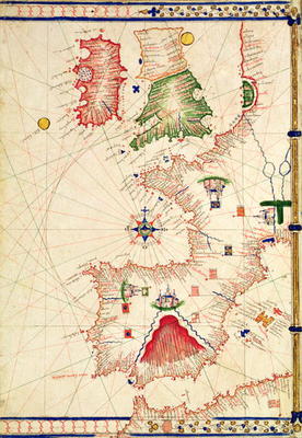 Ms Ital 550.0.3.15 fol.2r Map of Europe, from 'Carte Geografiche' (vellum) van Jacopo Russo