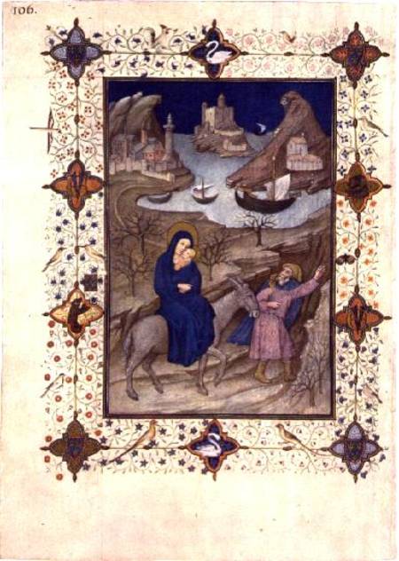 Hours of Notre Dame: Vespers, The Flight into Egypt, French van Jacquemart  de Hesdin