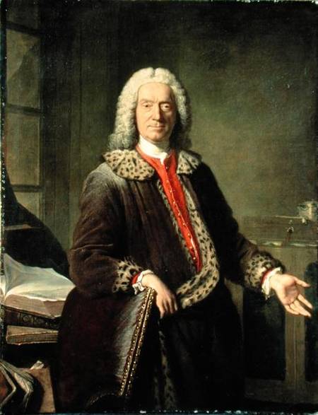 Portrait of Prosper Jolyot de Crebillon (1679-1762) van Jacques Andre Joseph Camelot Aved