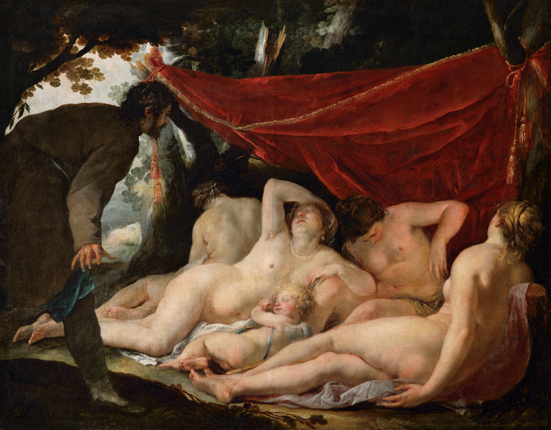 Venus and the Graces Surprised by a Mortal van Jacques Blanchard