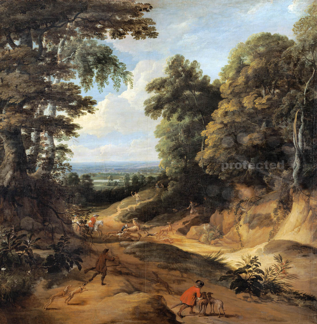 Landschap met hoge bomen (De Waldweg) van Jacques d'Arthois