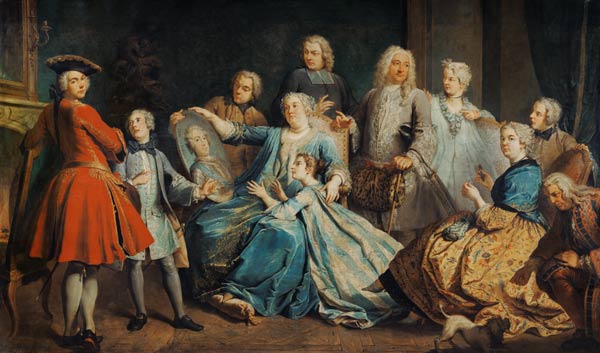 Madame Mercier (1683-1750) Surrounded by her Family van Jacques Dumont