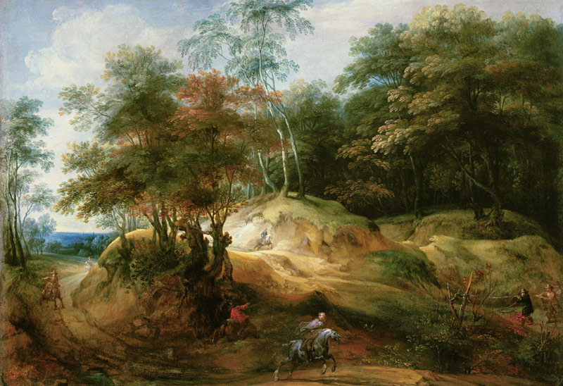 Forest Landscape with Ambush van Jacques Fouquieres