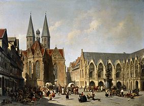 Altstadtmarkt in Braunschweig van Jacques François Carabain