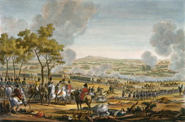 The Battle of Wagram, 7 July 1809, engraved by Louis Francois Mariage (aquatint) van Jacques Francois Joseph Swebach