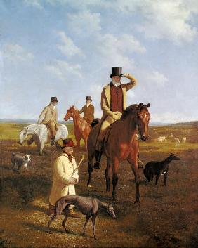 Bildnis des Lord Rivers zu Pferde mit seinen Freunden