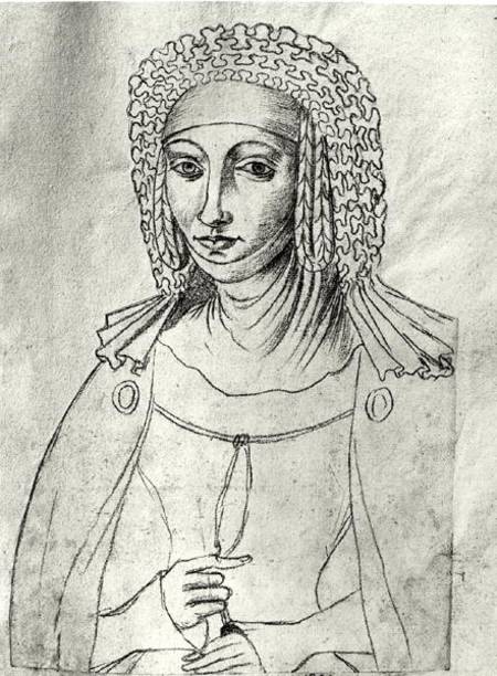 Ms.266 fol.53 Marguerite de France (1310-82), from 'Recueil d'Arras' van Jacques Le Boucq