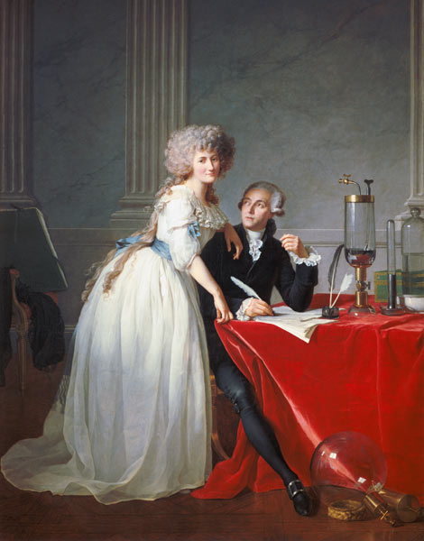 Antoine Laurent de Lavoisier und seine Frau van Jacques Louis David
