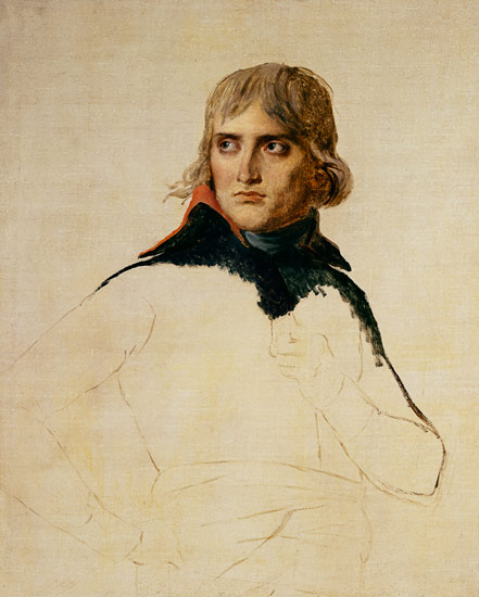 Unfinished portrait of General Bonaparte (1769-1821) van Jacques Louis David