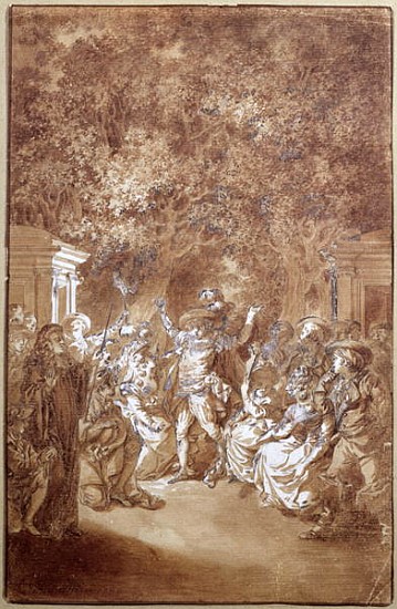 Scene from of ''The Marriage of Figaro'' Pierre-Augustin Caron de Beaumarchais (1732-99) 1785 van Jacques Philippe Joseph de Saint-Quentin