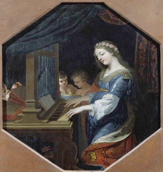 St. Cecilia Playing the Organ van Jacques Stella
