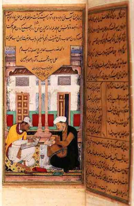 Scribe and Painter at Work, from the Hadiqat Al-Haqiqat (The Garden of Truth) by Hakim Sana'i van Jaganath