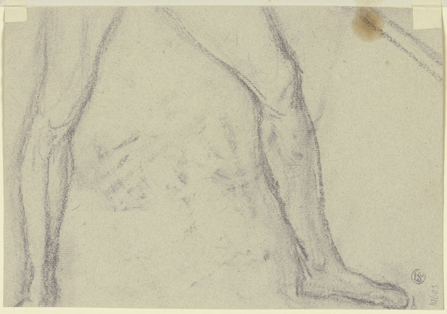 Beine eines einen Stab haltenden männlichen Aktes van Jakob Becker