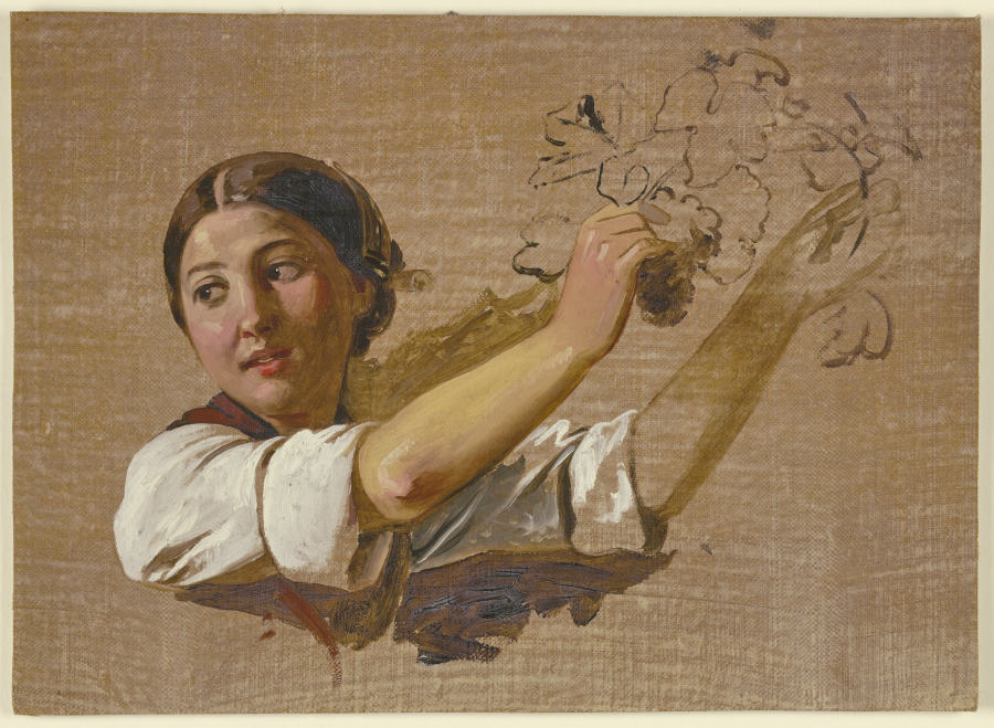 Brustbild eines Bauernmädchens van Jakob Becker