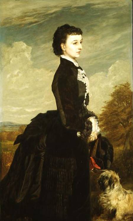 Portrait of a Lady in Black with a Dog van James Archer