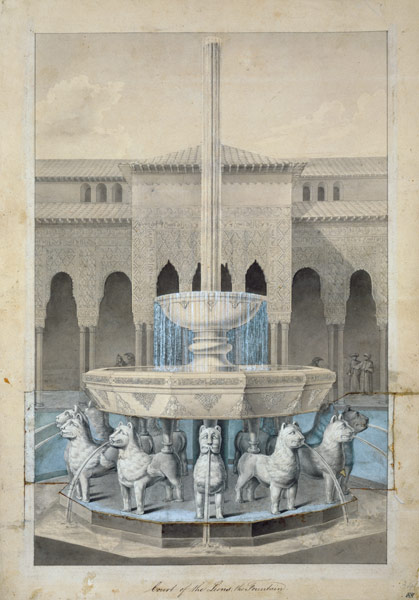 Fountain in the Court of the Lions, Alhambra, from 'The Arabian Antiquities of Spain' van James Cavanagh Murphy