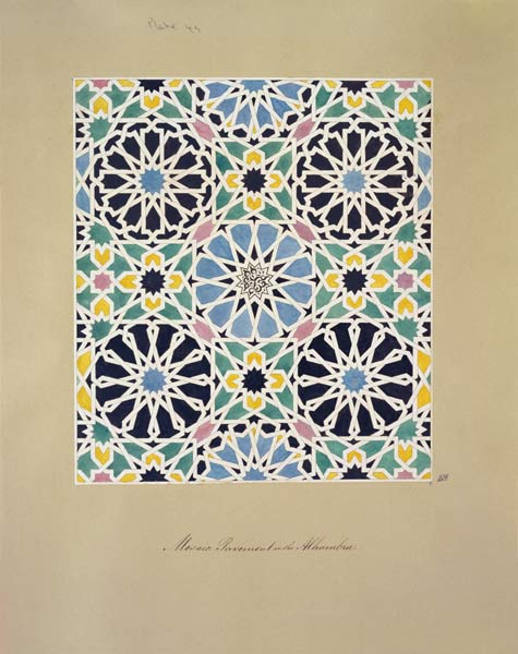 Mosaic Pavement in the Alhambra, from 'The Arabian Antiquities of Spain', published 1815 (w/c on pap van James Cavanagh Murphy