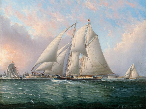 Regatta vor Governors Island, New York., 19. Jahrhundert van James E. Buttersworth
