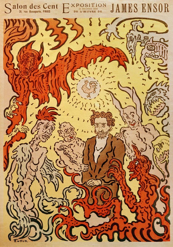 Demons Teasing Me (Démons me turlupinant). Poster for the James Ensor Exhibition at the Salon des Ce van James Ensor