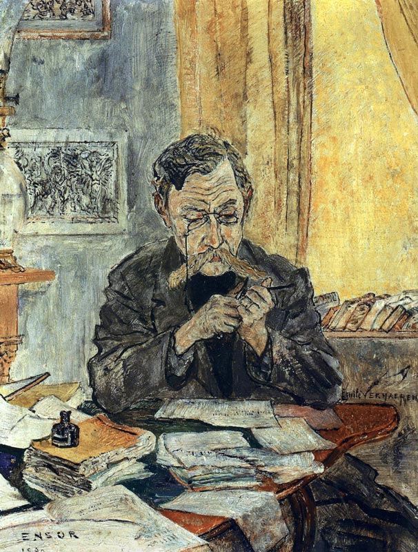 Portrait of the poet Émile Verhaeren (1855-1918) van James Ensor