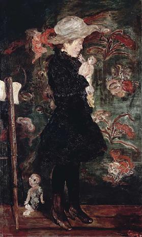 Child with doll (Madchen mit Puppe), 1884 James Ensor (1860-1949), oil on canvas, 149x91 cm. Belgium