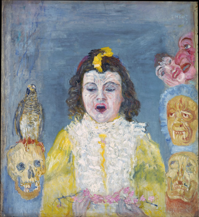 Girl with Masks (Communion) van James Ensor