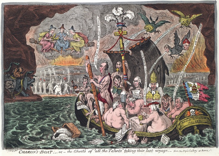Charon's Boat or The Ghosts of all the Talents taking their last voyage van James Gillray