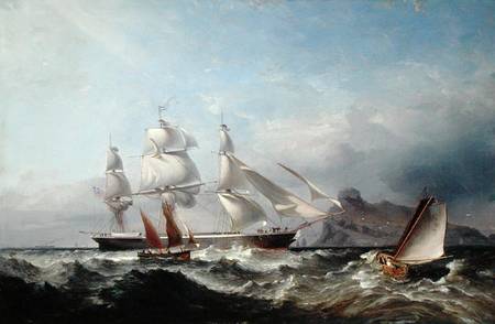 A Clipper Ship off the Mumbles Lighthouse, Swansea van James Harris of Swansea
