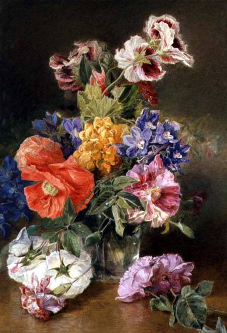 Roses, Poppy and Pelargonia van James Holland