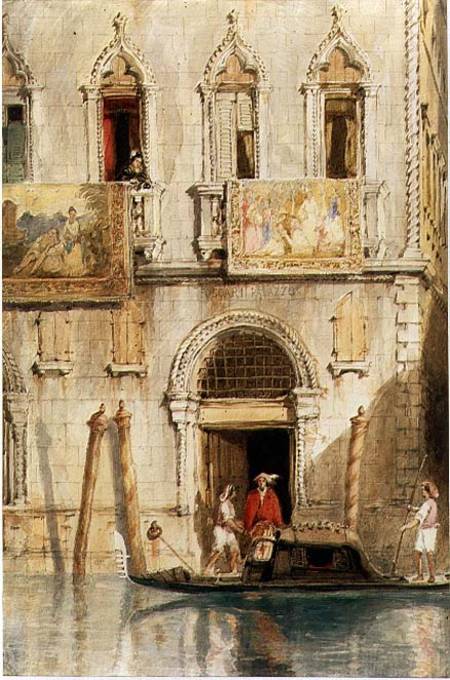The Steps of the Palazzo Foscari, Venice, 1844 (pencil, ink van James Holland