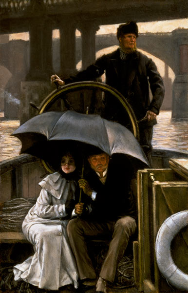 Bei Regen auf dem Fährboot. van James Jacques Tissot