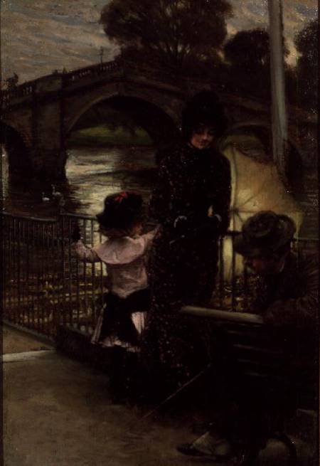 Portrait of the Artist with Mrs.Kathleen Newton and her niece, Lilian Hervey, by the Thames at Richm van James Jacques Tissot