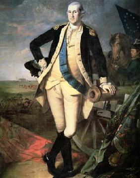 General George Washington (1732-99) at Yorktown, Virginia (colour litho)