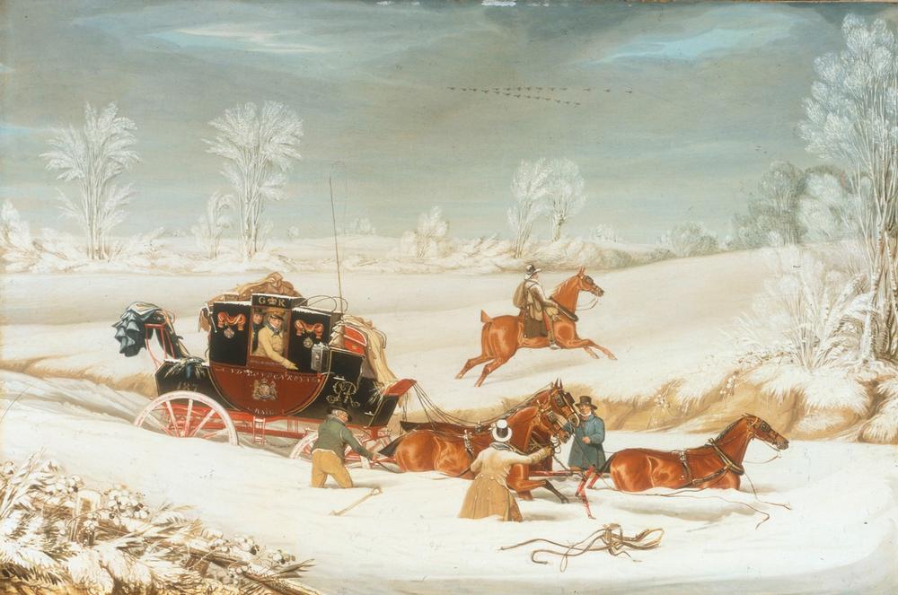 The Mailcoach in a Drift of Snow van James Pollard