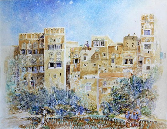 Kitchen Garden, Sana''a, North Yemen, 1975 (w/c on paper)  van  James  Reeve