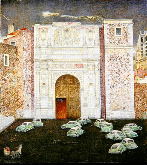 Taxi Depot, San Lazaro, Mexico City, 2003 (oil on canvas)  van  James  Reeve