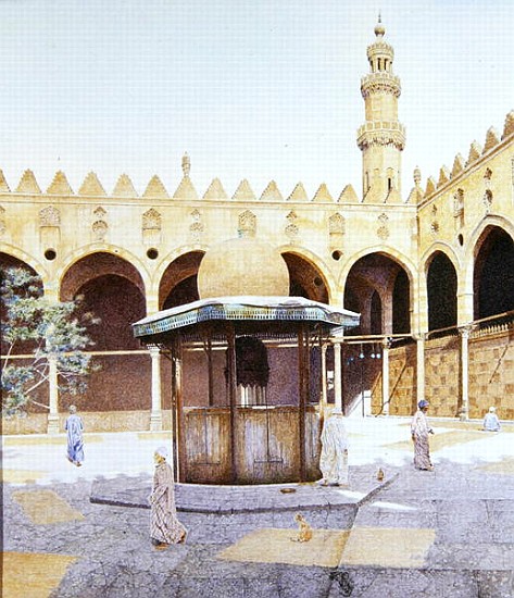 The Kiosk in the Courtyard of the al-Maridani Mosque, Cairo, 1986 (oil on canvas)  van  James  Reeve