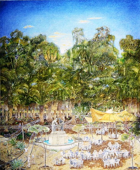 The Pensioner''s Chess Tournament in the Botanic Garden, 2001 (oil on canvas)  van  James  Reeve