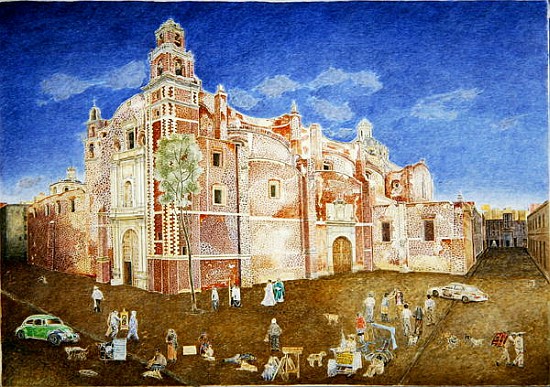 Women Fighting outside the Church of Santa Catarina, 2001 (oil on canvas)  van  James  Reeve
