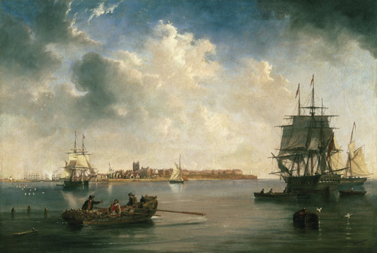 Hafen von Hartlepool mit Schiffen van James Wilson Carmichael