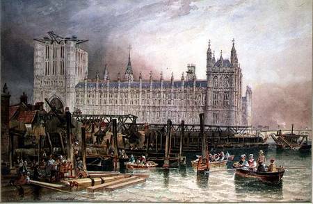 The Houses of Parliament in Course of Erection van James Wilson Carmichael