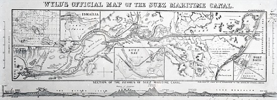 Wyld''s Official Map of the Suez Maritime Canal van James the Younger Wyld