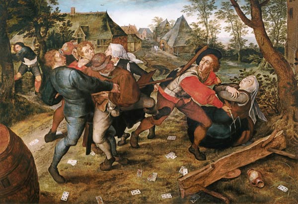 Bauernrauferei. van Jan Brueghel de oude