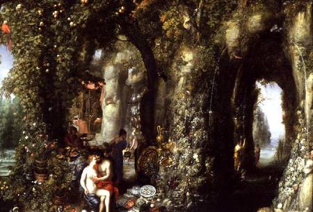 A Fantastic cave with Odysseus and Calypso van Jan Brueghel de oude