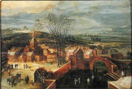 Landscape with Skaters van Jan Brueghel de oude