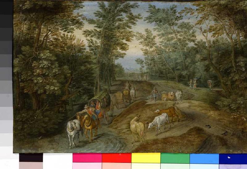 Waldlandschaft. van Jan Brueghel de oude