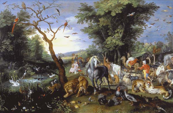 De intocht van de dieren in de ark  van Noah - Jan Brueghel de Jonge van Jan Brueghel d. J.