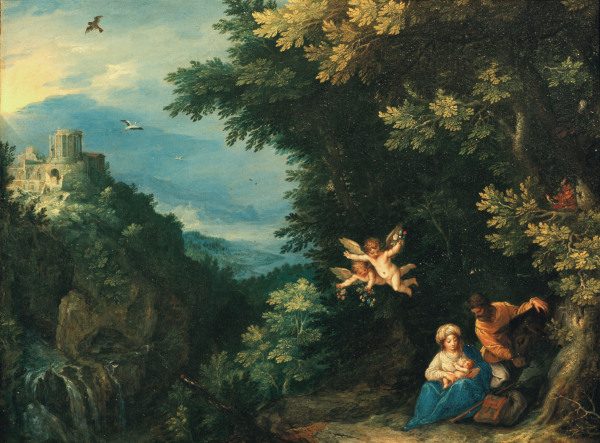 Flight to Egypt/ Brueghel & Rottenhammer van Jan Brueghel d. J.