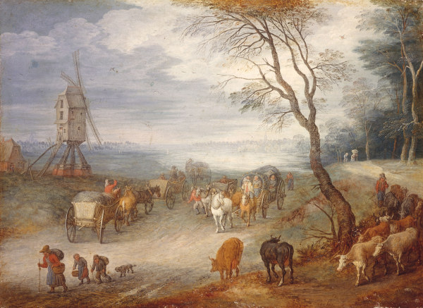 J.Brueghel t.E./ Land w. windmill/c.1611 van Jan Brueghel d. J.