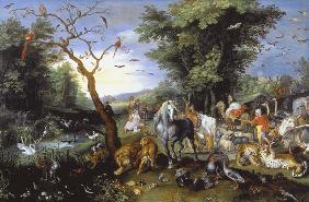 De intocht van de dieren in de ark  van Noah - Jan Brueghel de Jonge